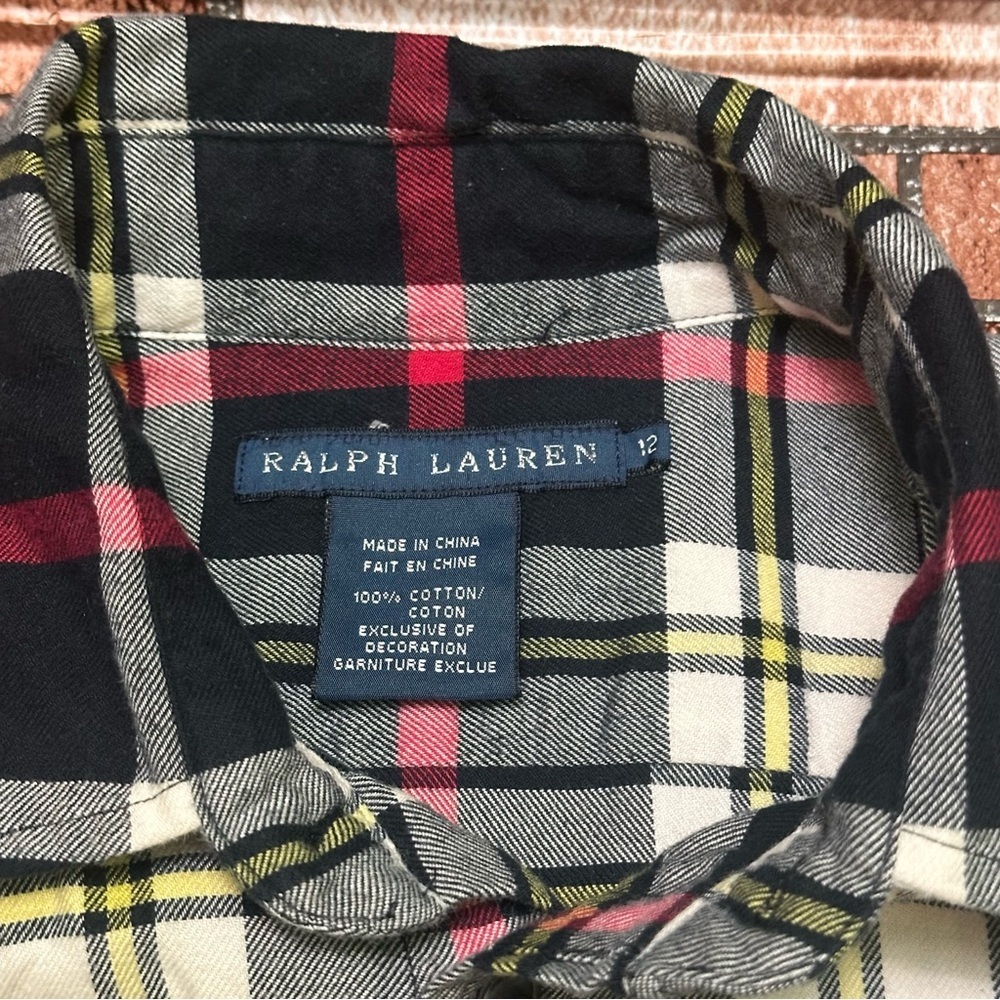Ralph Lauren Women’s  Black Plaid Shirt size 12 - Picture 5 of 10